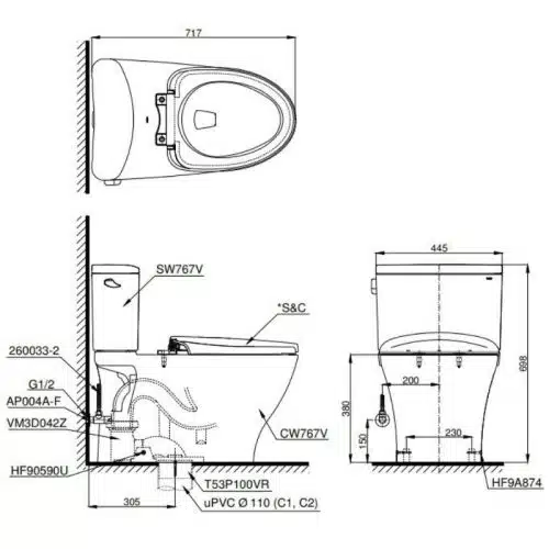 bồn cầu TOTO CS767CRW12