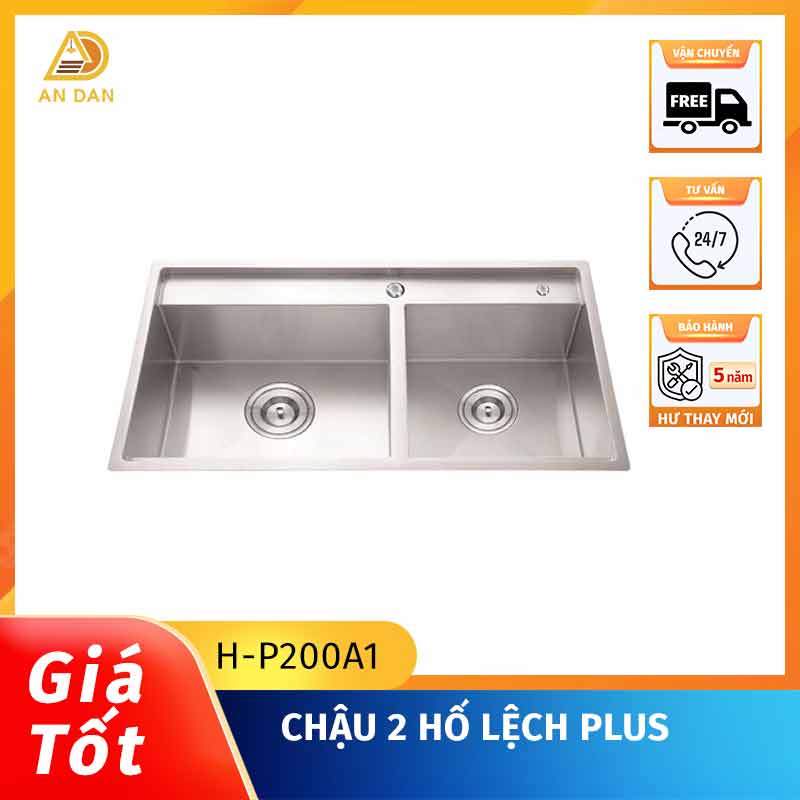 Chậu 2 hố lệch Plus (H-P200A1) ⋆ Nội thất An Dân