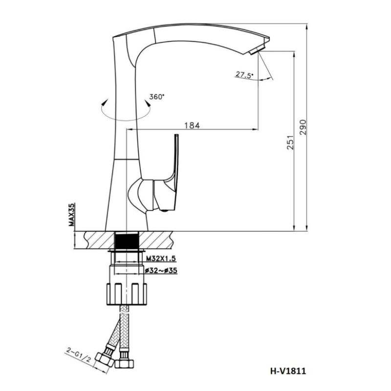 voi-bep-H-V1811 vòi bếp H-V1811