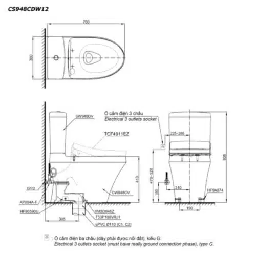 bồn cầu toto CS948CDW12