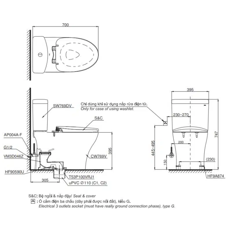 bồn cầu toto CS986CGW12
