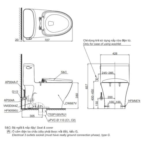bồn cầu toto MS887RE4