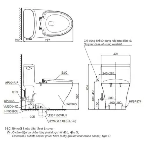 bồn cầu toto MS887RE4