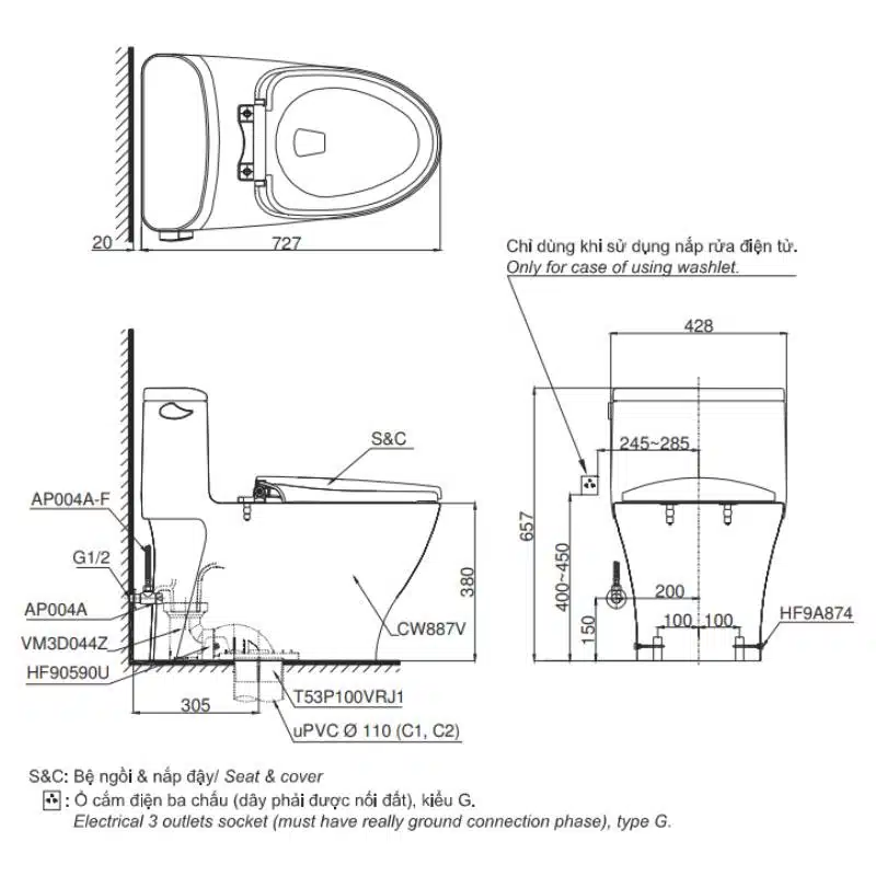 bồn cầu toto MS887RE4