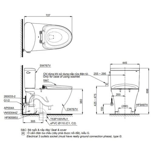 bồn cầu toto CS767RW14