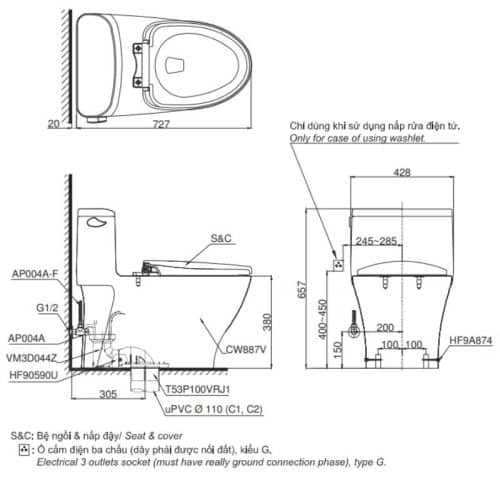 bồn cầu toto MS887RW14