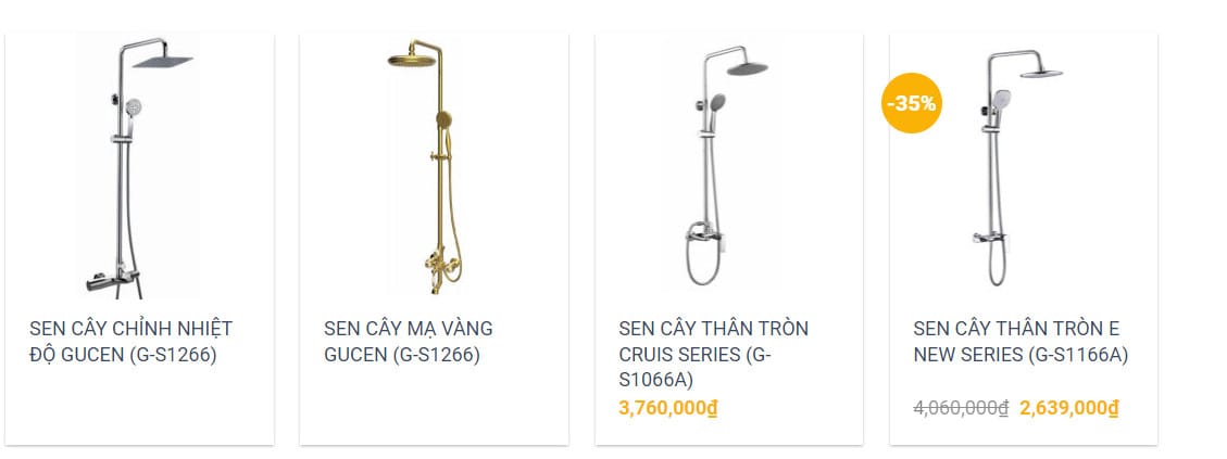 Một số mẫu vòi sen GUCEN tại Nội Thất An Dân