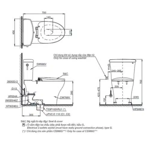 bồn cầu toto CS986GT8