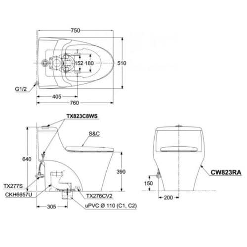 bồn cầu toto CW823RAT2