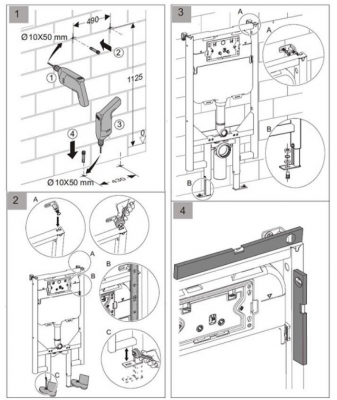 Bảng vẽ hướng dẫn gắn giá đỡ vào tường