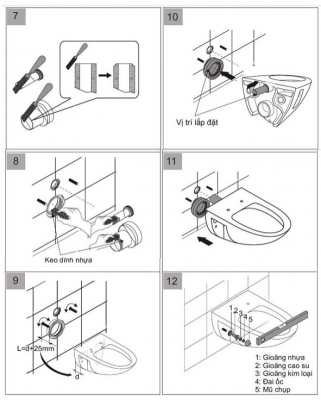 Các bước lắp bồn cầu treo tường vào