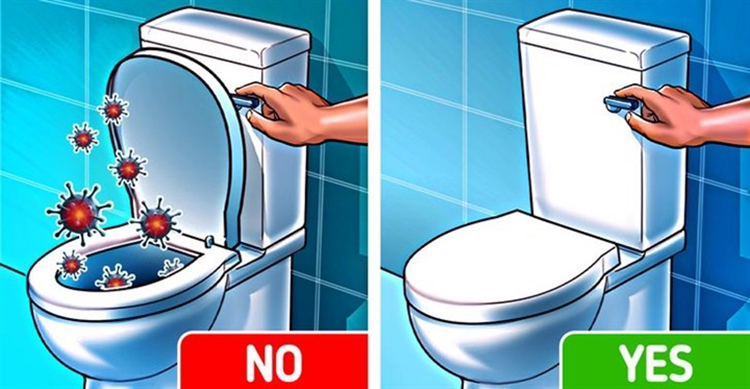 Đậy nắp bồn cầu trước khi xã nước