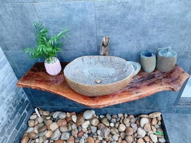Lavabo đá ngoài trời ấn tượng