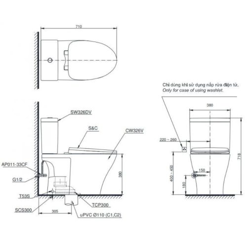 bồn cầu toto CS326DT3