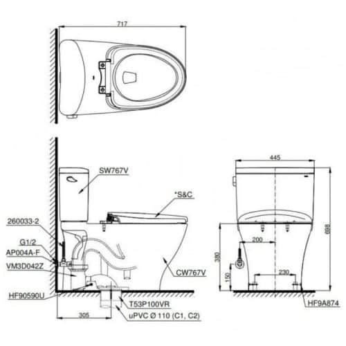bồn cầu toto CS767RW18