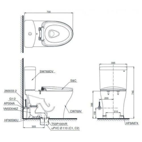 Bồn cầu TOTO CS769DRW18