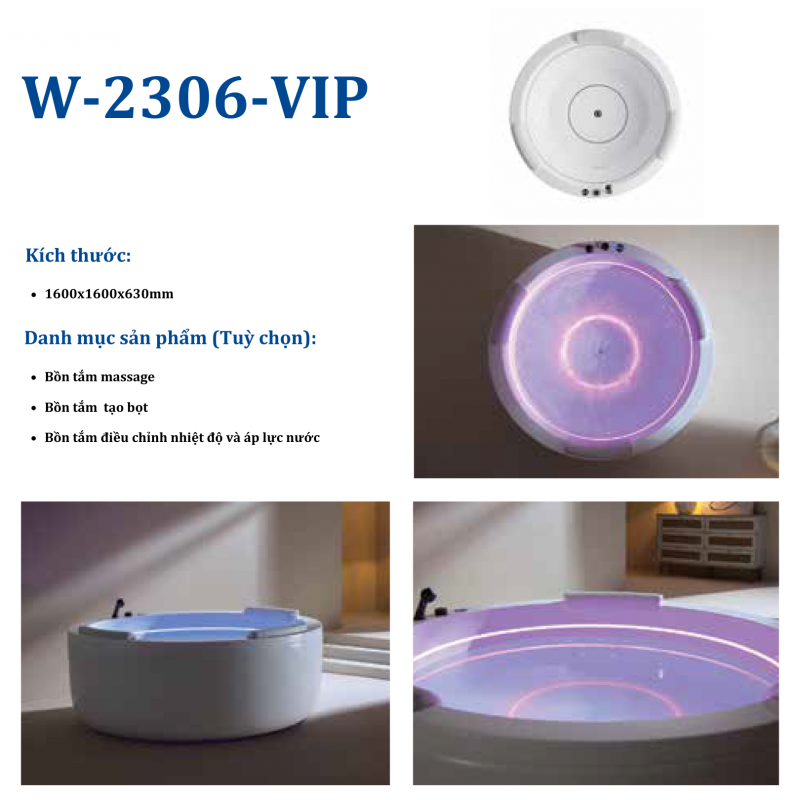 Thông số Bồn Tắm HUGE W-2306-VIP