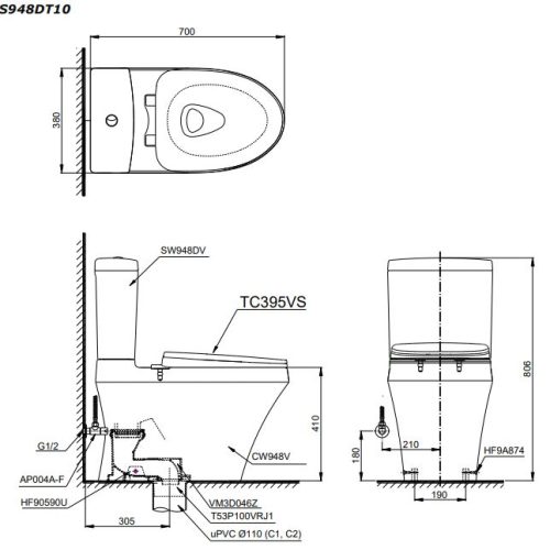 bản kỹ bồn cầu CS948DT10