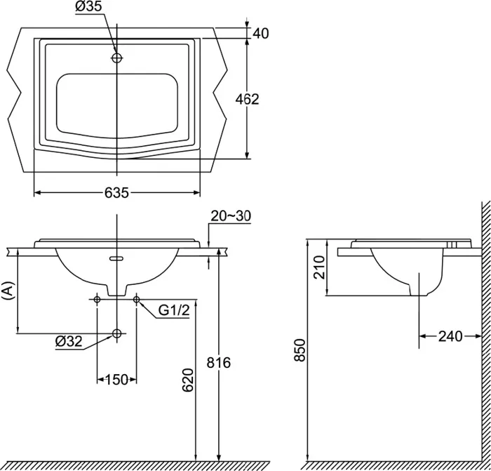 Bản vẽ Lavabo Dương Vành TOTO LW781CJ