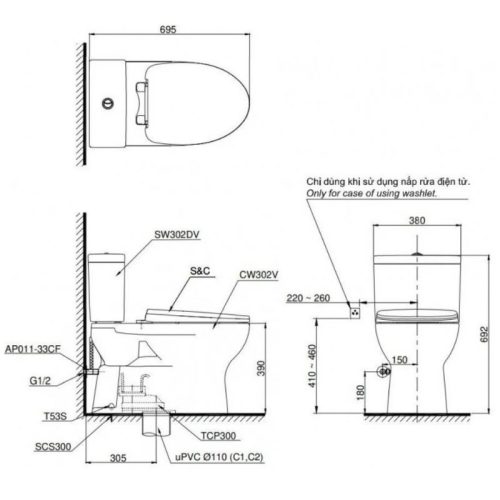 bồn cầu CS302DE2