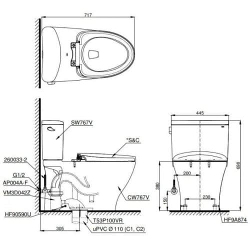 bồn cầu thông minh toto CS767CRW17