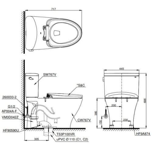 bồn cầu toto CS767RE2