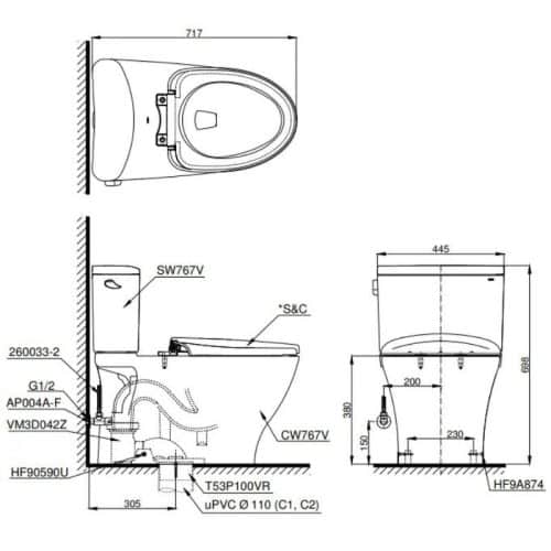 bồn cầu toto CS767RE4
