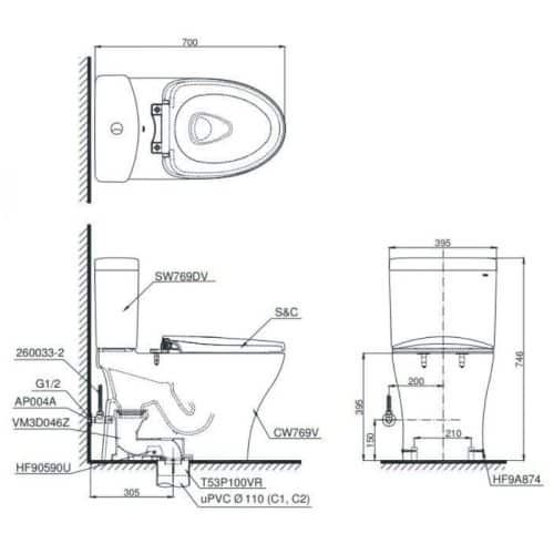 bồn cầu thông minh toto CS769DRW16