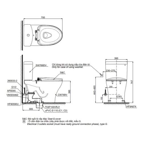 bồn cầu thông minh TOTO CS986GW16