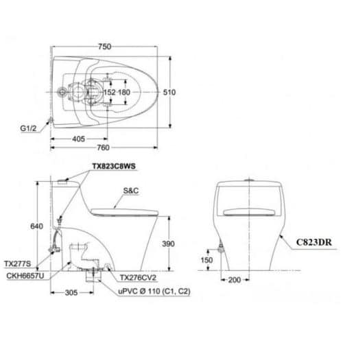 bồn cầu toto MS823DRE4