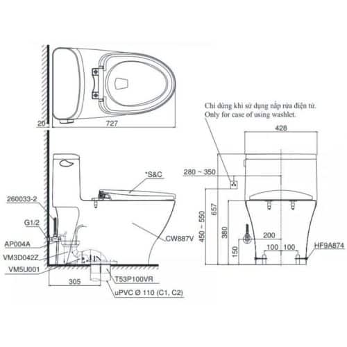 bồn cầu toto MS887CRW15