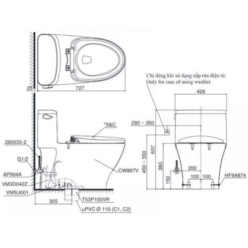 bồn cầu thông minh toto MS887RW16