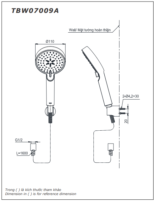 Bản vẽ Bát sen cầm tay TOTO TBW07009A