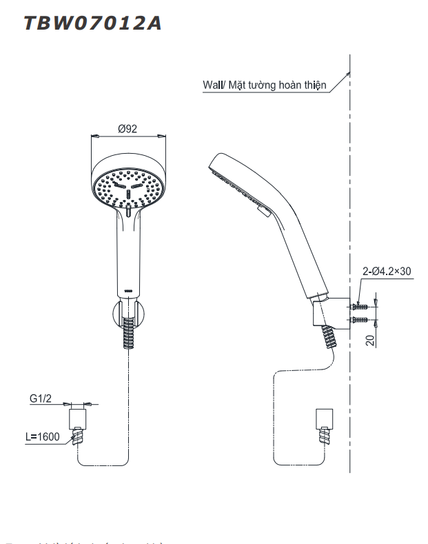 Bản vẽ Bát sen cầm tay TOTO TBW07012A