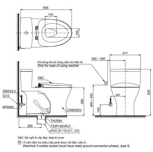 bồn cầu toto MS855DW14