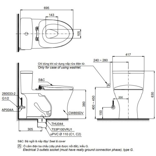bồn cầu toto MS855DW14