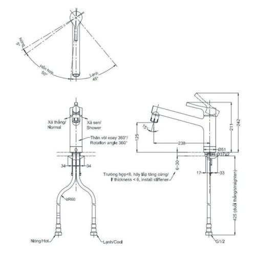 vòi rửa chén toto TKS05303J