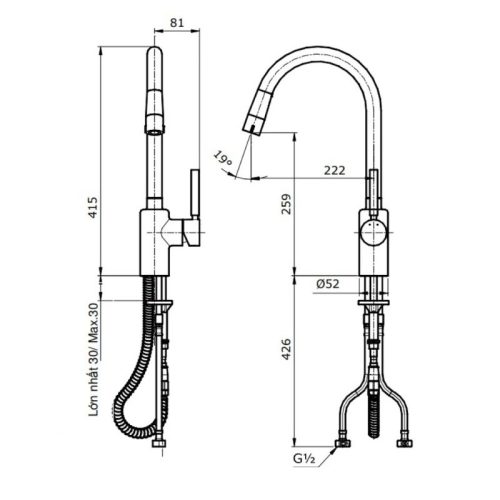 vòi rửa chén toto TX608KNBR