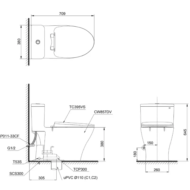 bồn cầu toto MS857DT10