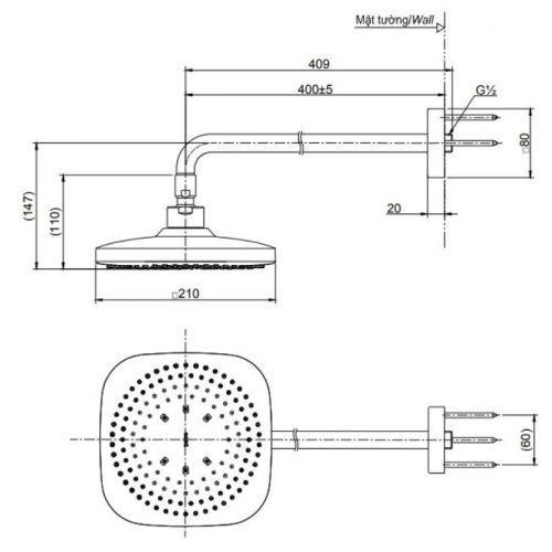 bát sen gắn tường toto TBW02003A