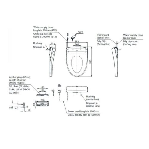 nắp bồn cầu toto TCF47360GAA