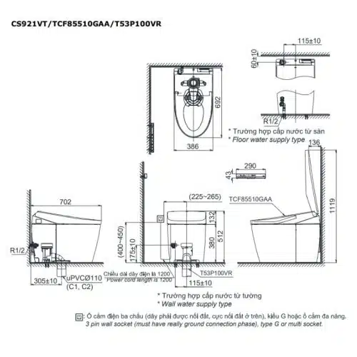 bồn cầu thông minh toto CS921VT
