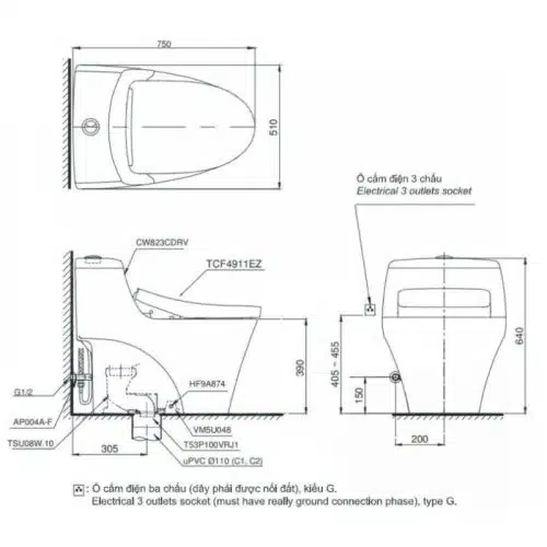 bồn cầu thông minh toto MS823CDRW23