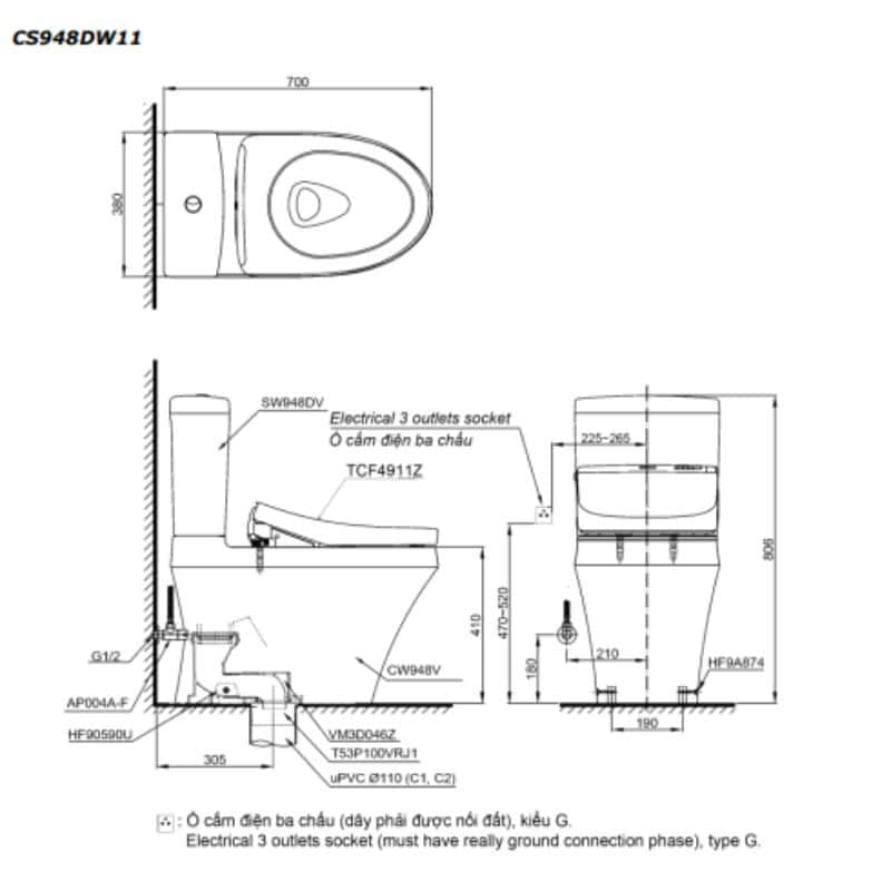 CS948DW11TOTO (2) bản vẽ CS948DW11TOTO