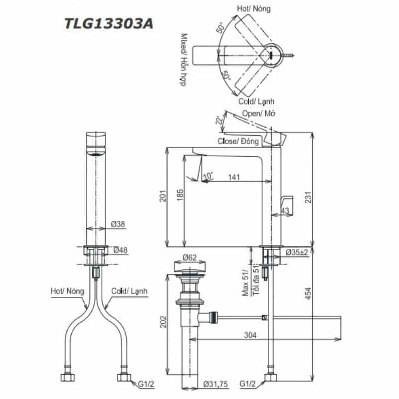 TLG13303A (2) vòi lavabo toto TLG13303A