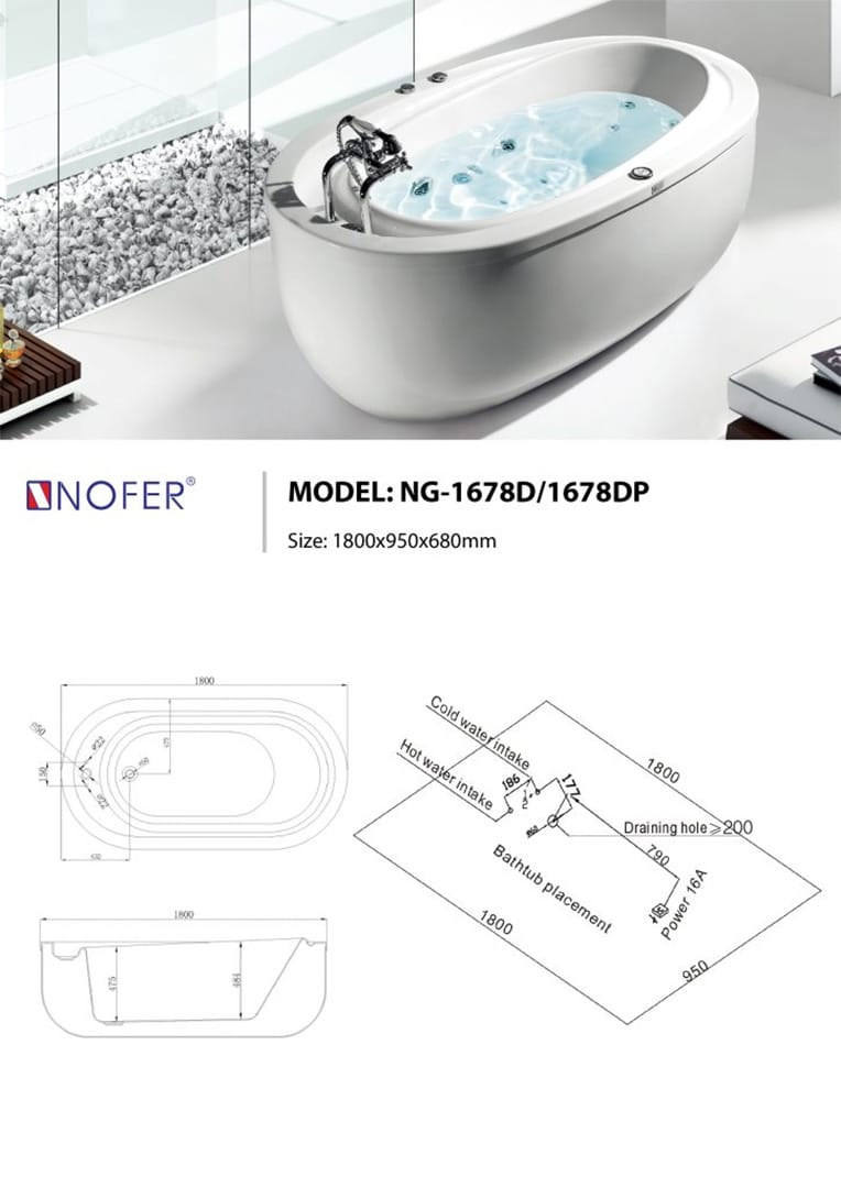 Sơ đồ điện nước bồn tắm NG-1678D/DP