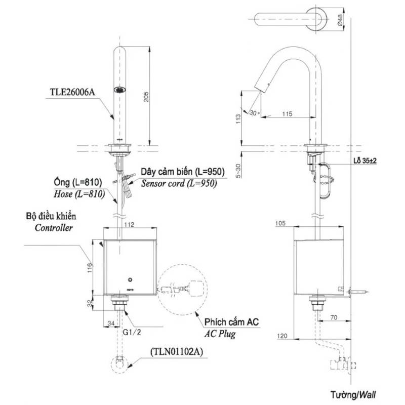 TLE26006VTLE01502VTLN01102A bản vẽ TLE26006V/TLE01502V/TLN01102A