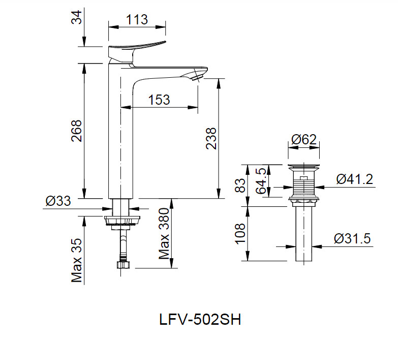 Vòi Lavabo Inax LFV-502SH - Ảnh 2