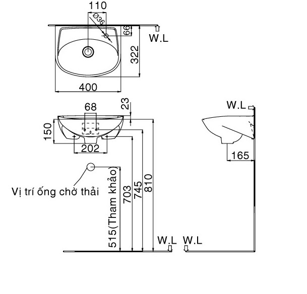 Chậu Rửa Lavabo Inax L-280V - Ảnh 2