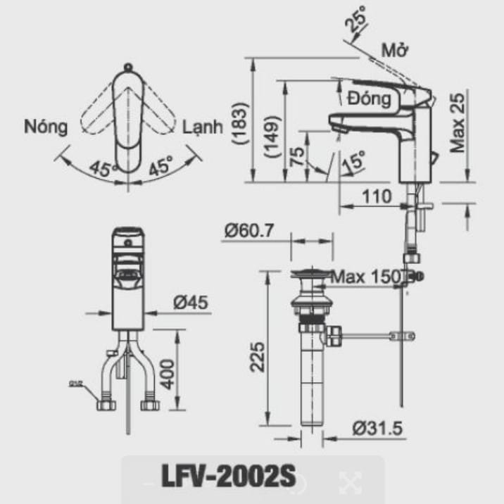 Vòi Chậu Lavabo Inax LFV-2002S - Ảnh 3